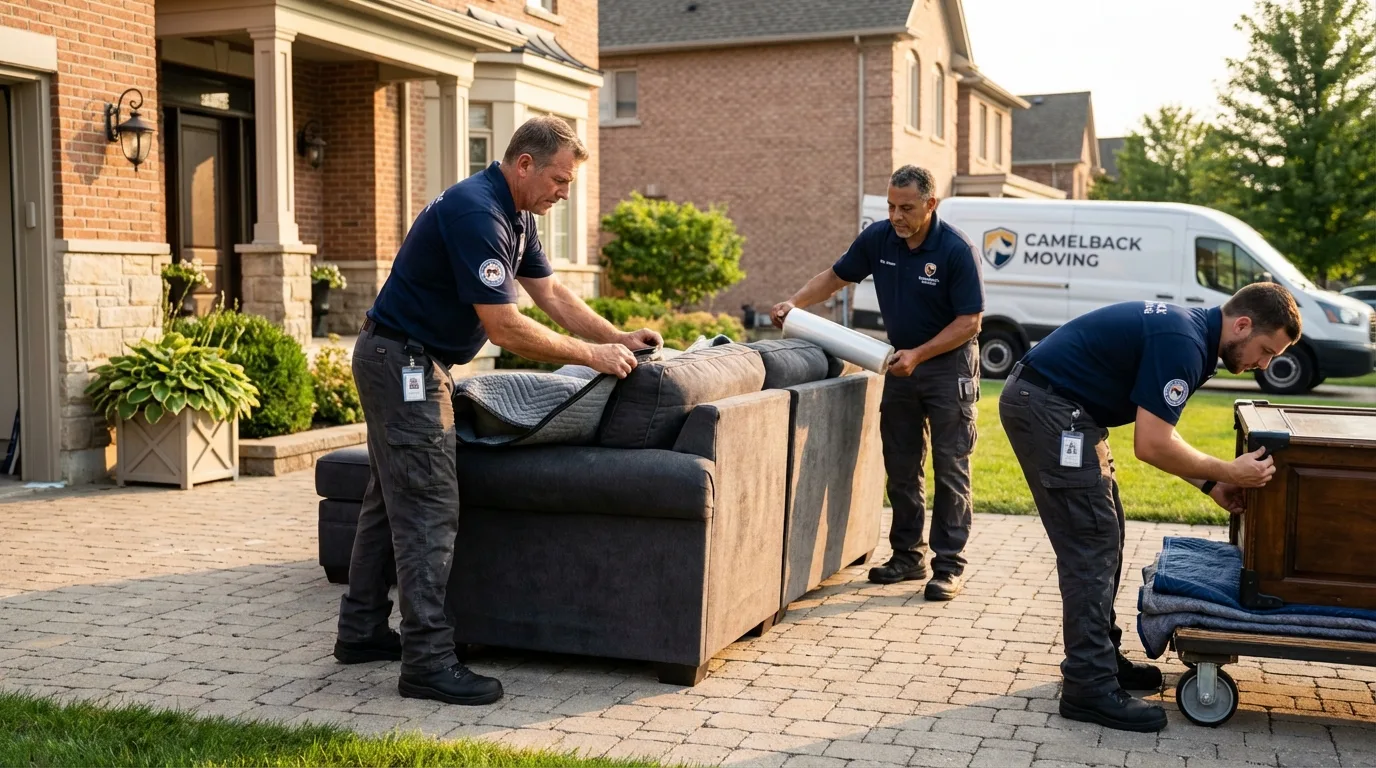 Large estate moving crew wrapping furniture in East Alton, IL